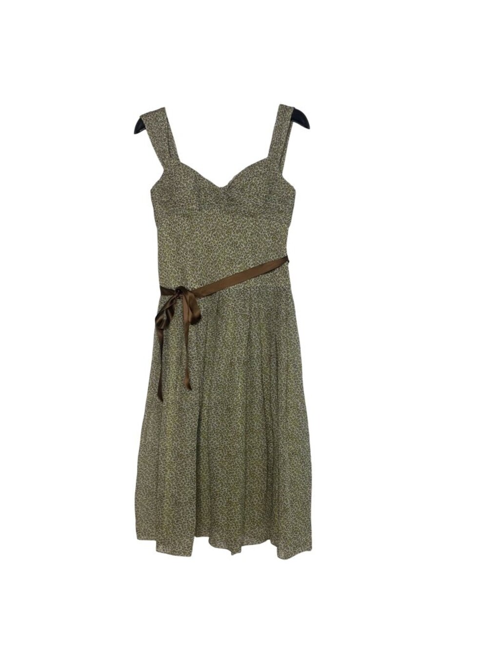 Rickie Freeman Teri Jon VTG Silk Gauze Animal Print Dress Sz 4 Y2K Corset Belted